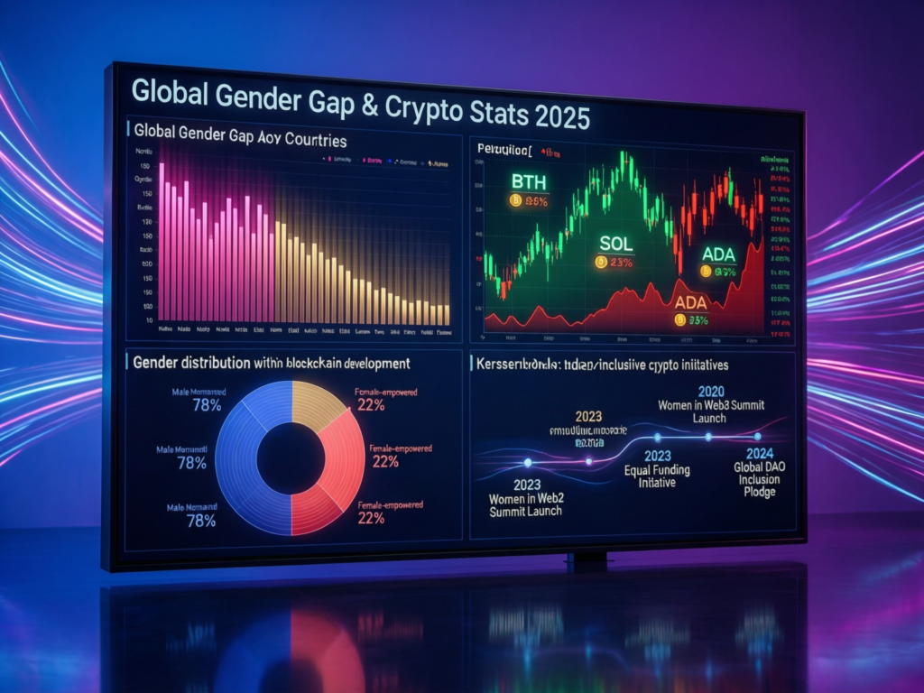 Data visualization showing gender gap and rising participation of women in crypto globally