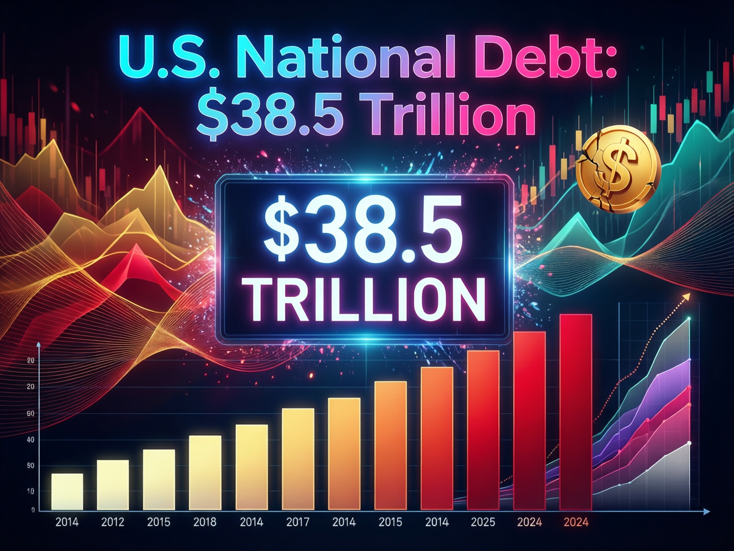 us-national-debt-38-5-trillion-chart.png Line chart of U.S. national debt $38.5 trillion level and trend