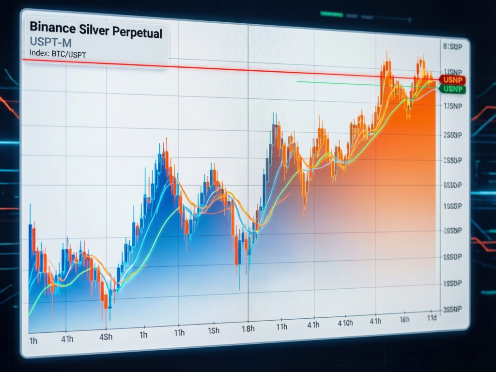 Binance silver perpetual contracts interface showing 4-hour funding