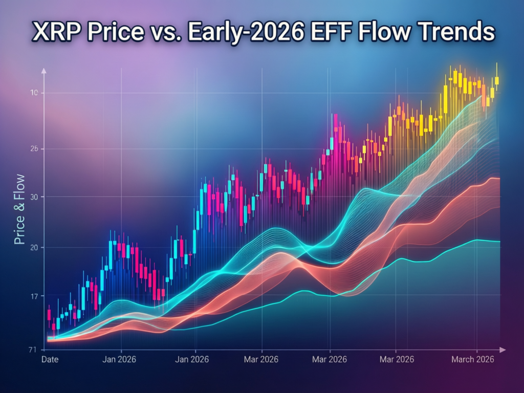 “Overlay of XRP price with early-2026 ETF flow trend”