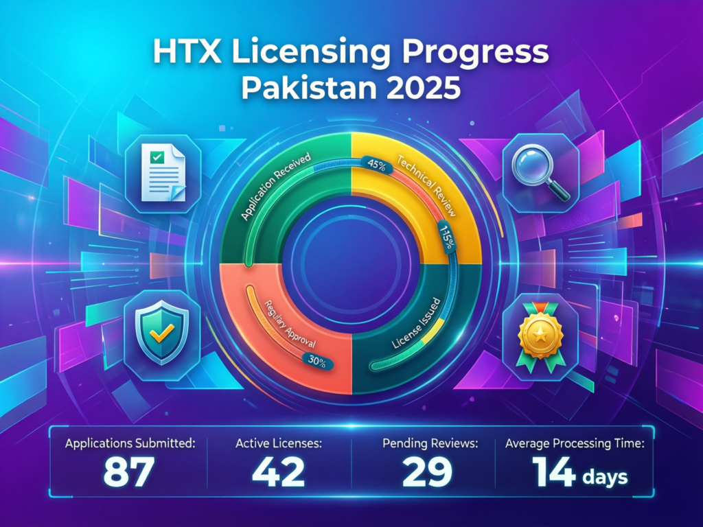 “HTX licensing progress timeline highlighting Pakistan clearance”