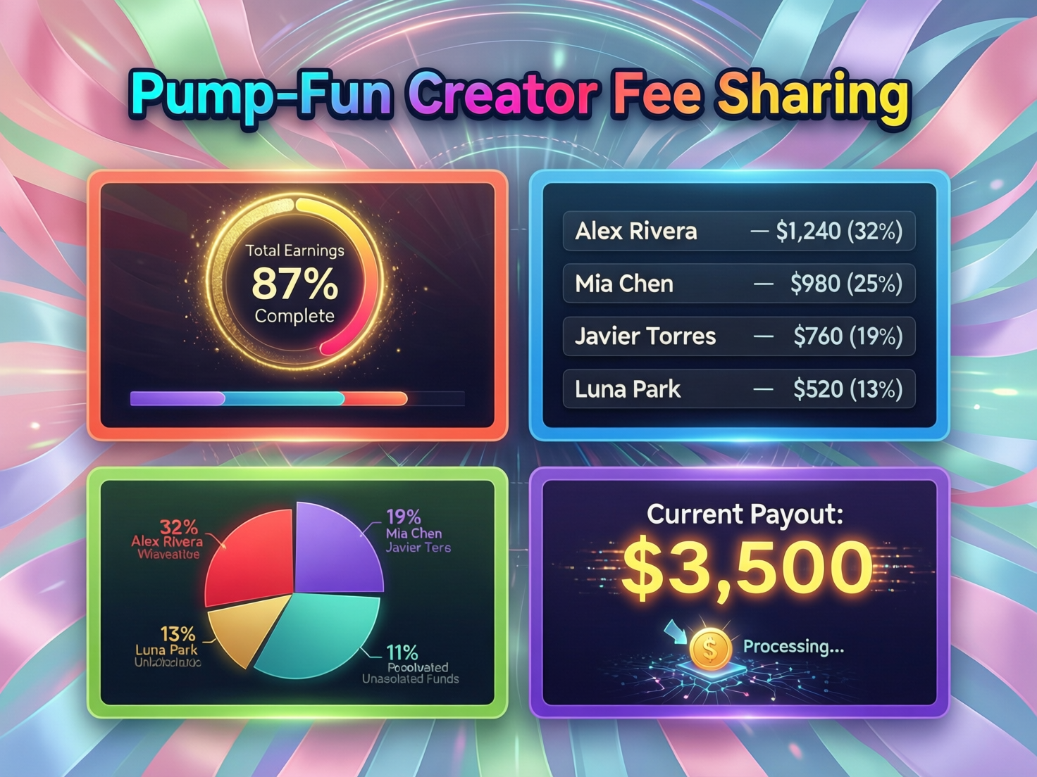 “Pump.fun creator fee sharing settings screen”