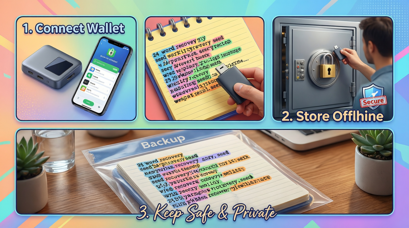 User setting up a hardware wallet to learn how to store crypto safely