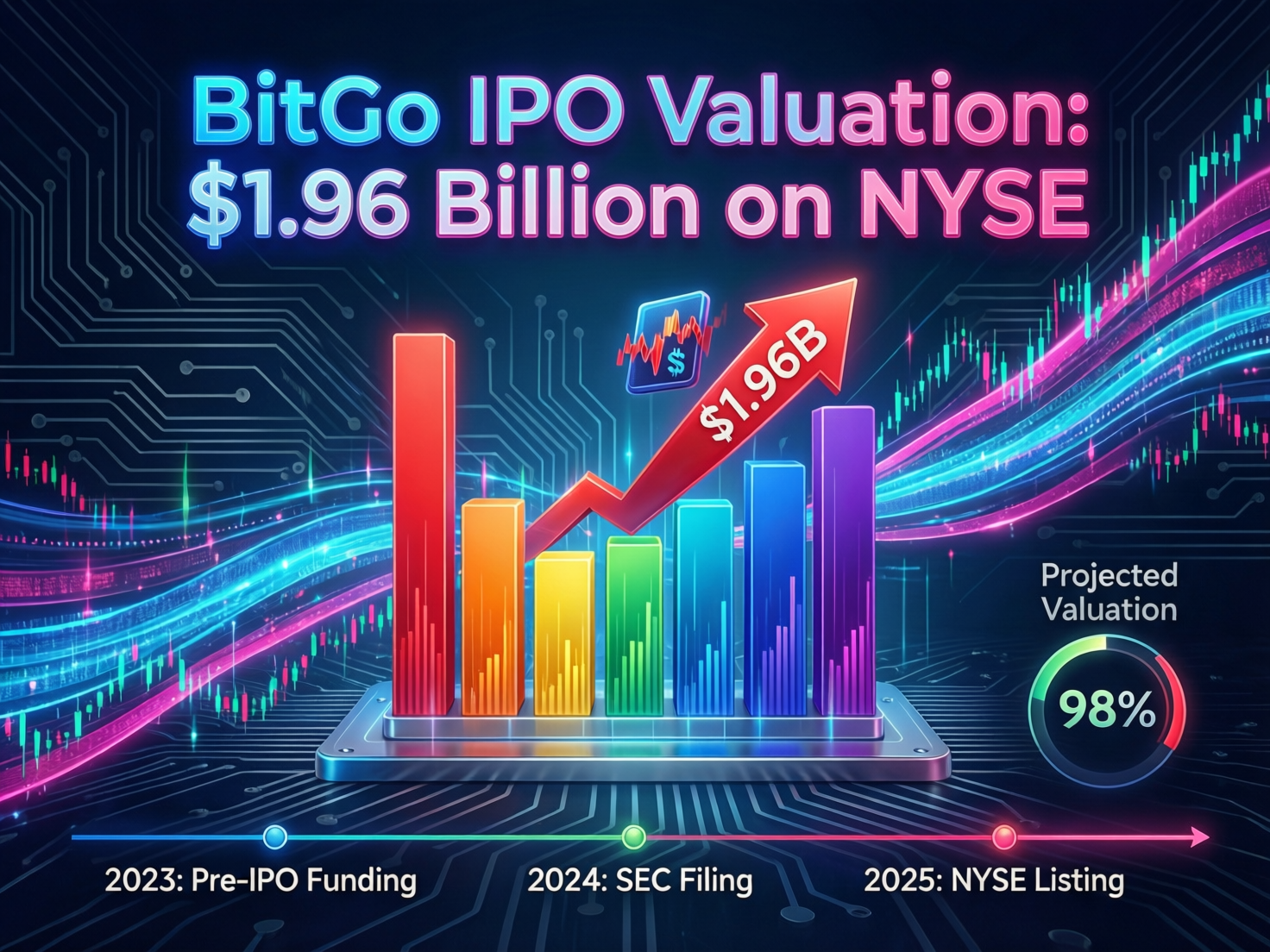 “BitGo IPO valuation $1.96 billion headline graphic on NYSE backdrop”