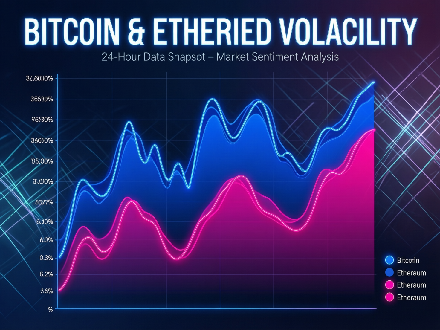 “Chart of bitcoin and ether implied volatility hitting multi-month lows”