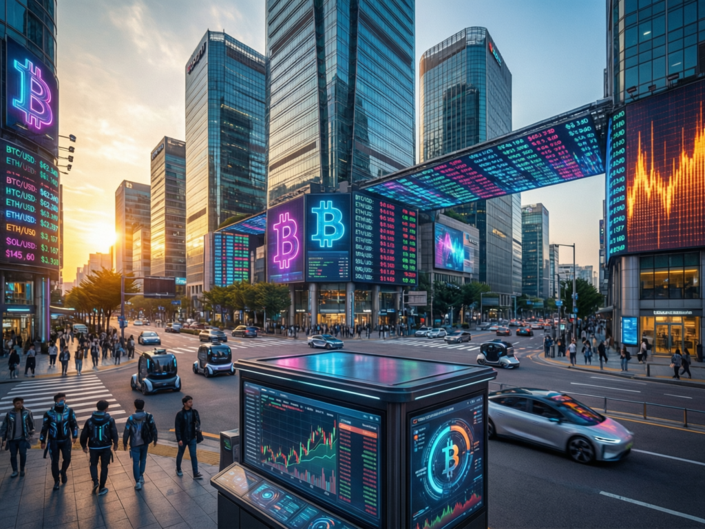 Google Play to block Binance, Bybit, OKX apps in Korea without FIU VASP status 2 “Seoul skyline with financial district representing Korea’s crypto market”