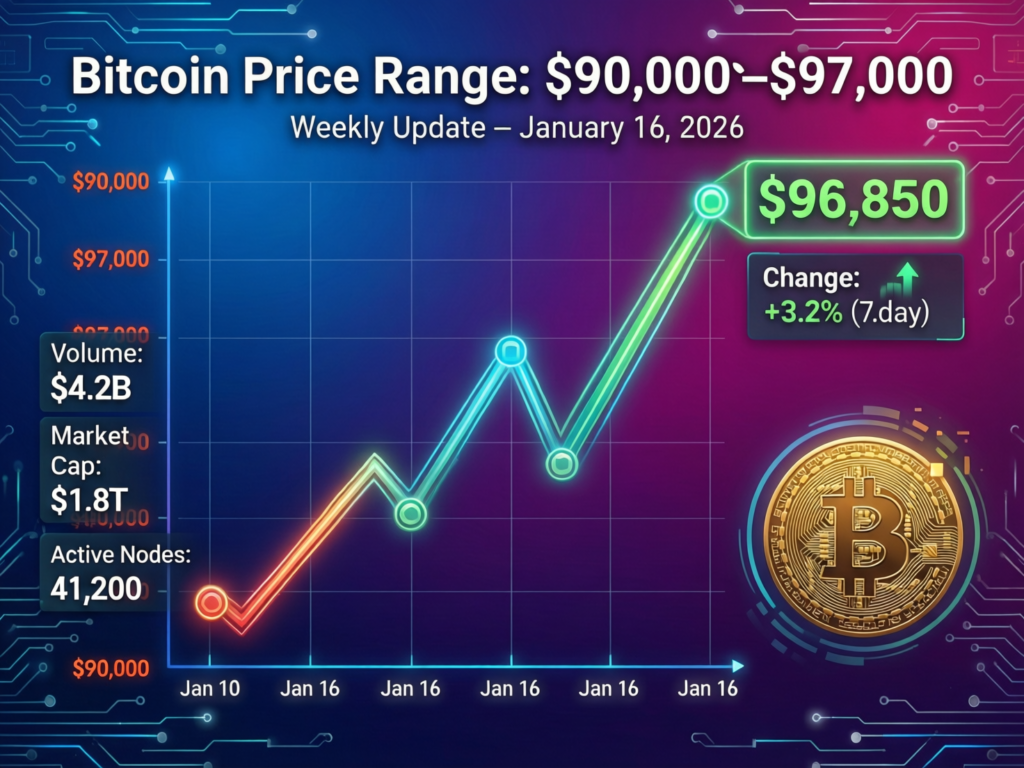 Bitcoin (BTC) Weekly Update ETF Inflows Return as Price Swings Between $90K and $97K (Jan 16, 2026) 2 “Bitcoin weekly price range between $90K and $97K highlighted on a stylized support and resistance chart.