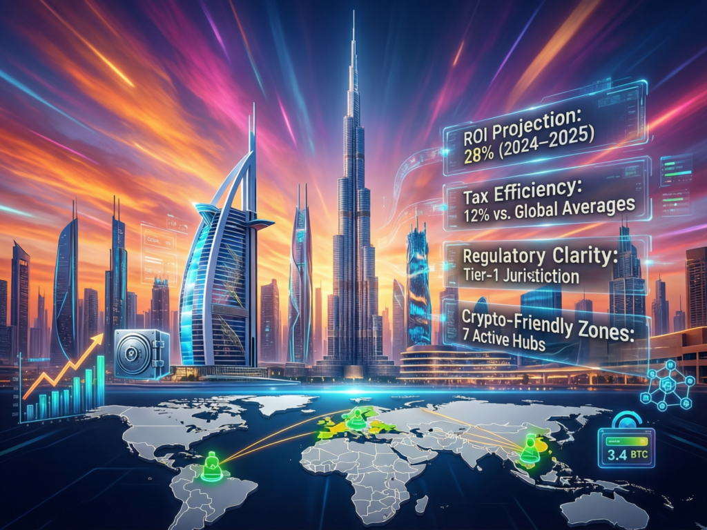 US, UK and EU investors planning ROI from Dubai crypto conferences 2025 on a laptop