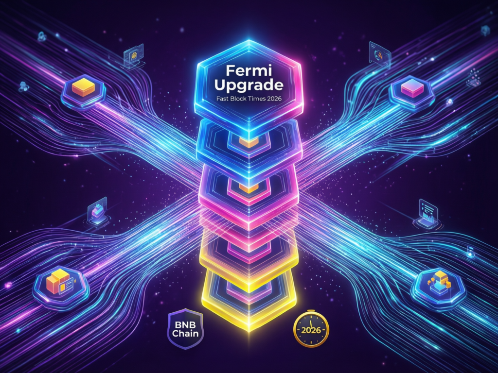 BNB (Binance Coin) Weekly Update: Fermi Upgrade, Token Burn and $900–$950 Price Range – Jan 17, 2026 3 “BNB Chain Fermi upgrade visual showing faster 0.45 second blocks and bright network of nodes”