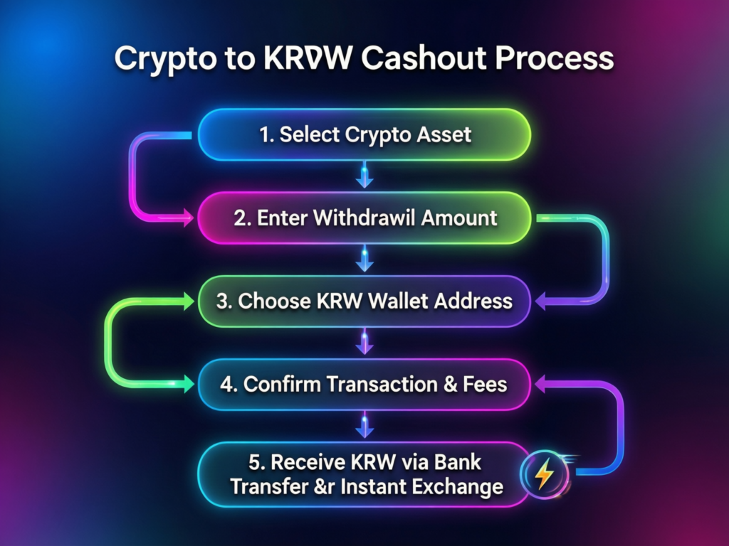 “Illustration of crypto transfers converted to KRW via local bank accounts”