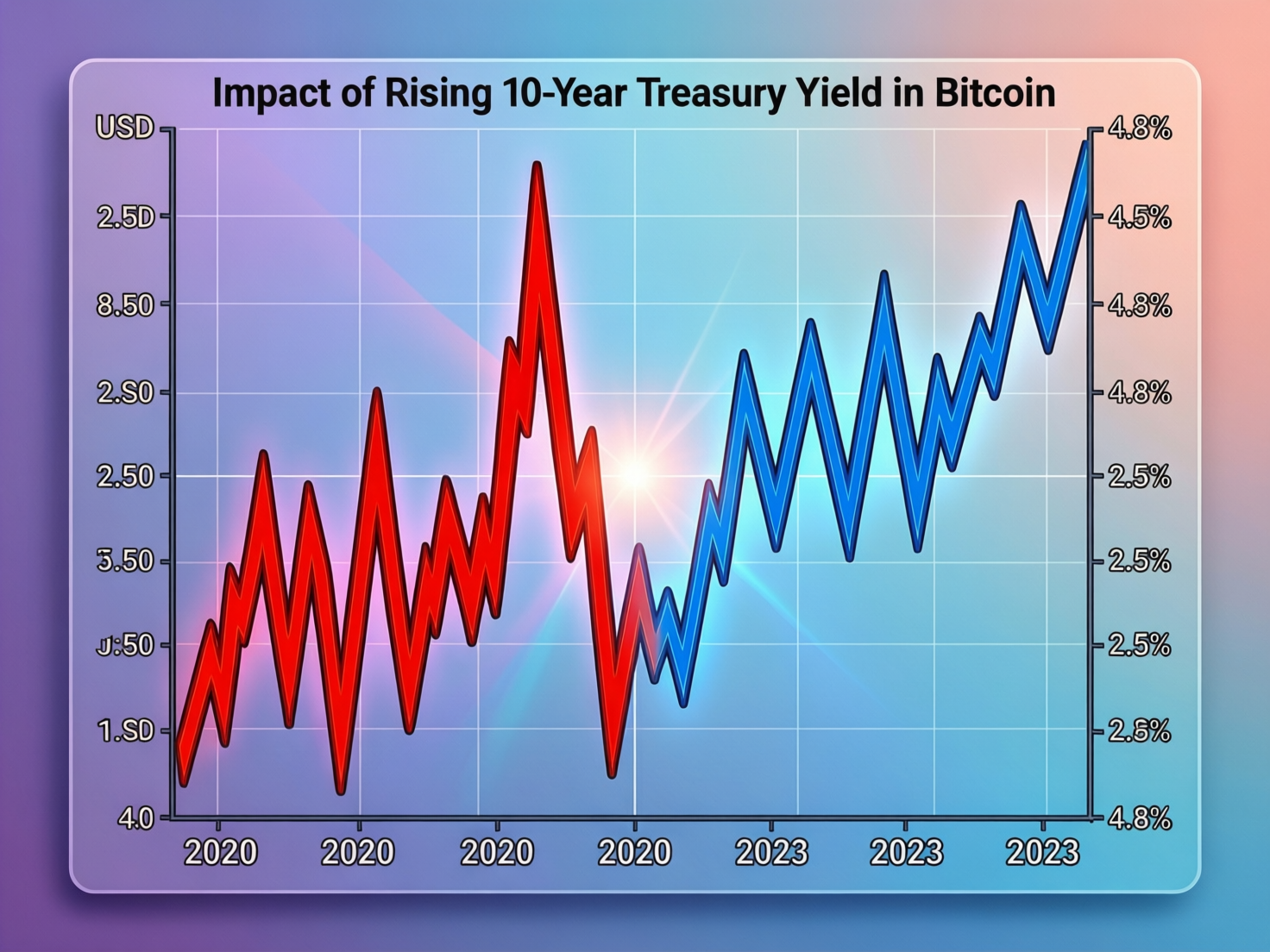 impact-of-rising-10-year-treasury-yield-on-bitcoin-chart.png “Impact of rising 10-year Treasury yield on bitcoin” chart with price overlays