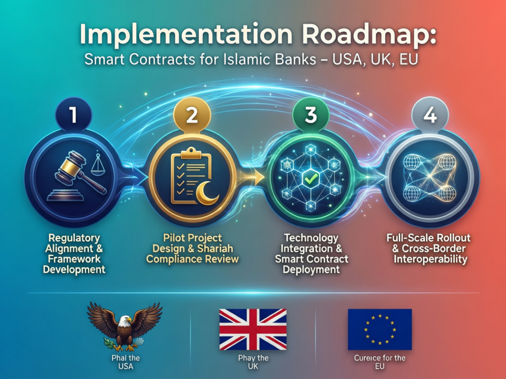 Smart Contracts in Islamic Finance: A Shariah-Safe Guide 5 Three-phase implementation roadmap for smart contracts in Islamic banks