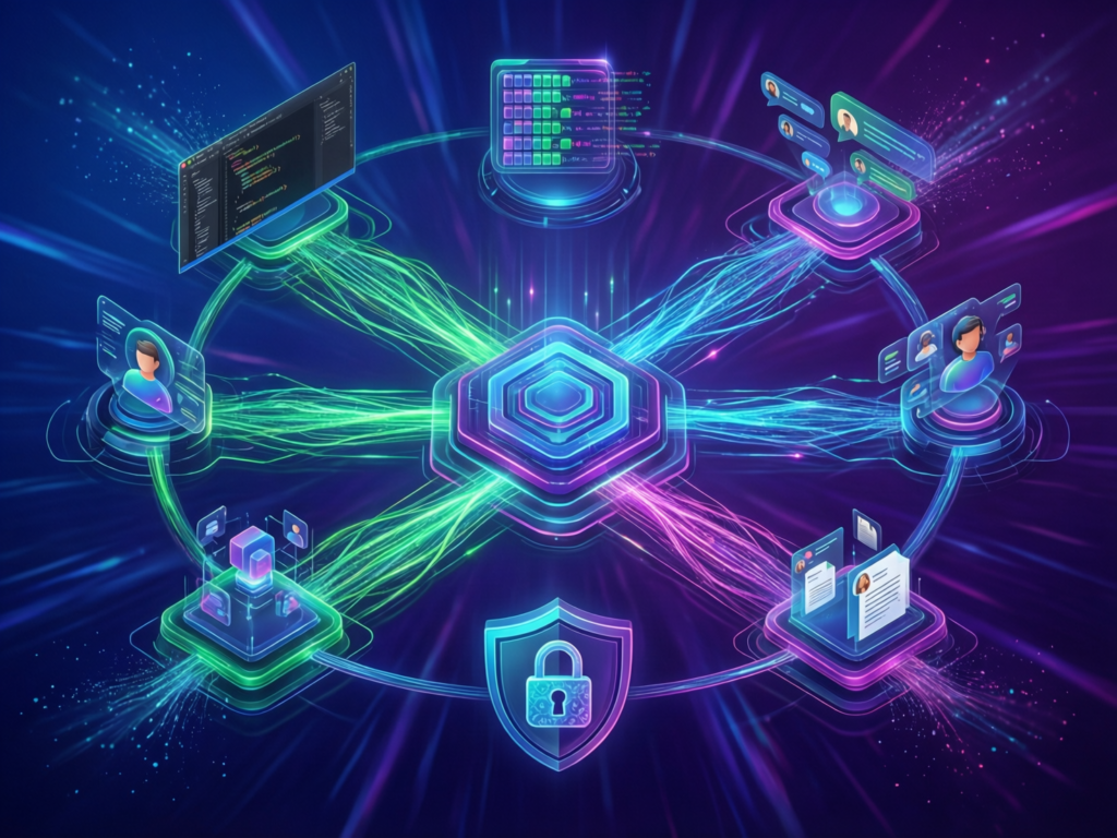 “Decentralized social protocol infrastructure tools illustration”