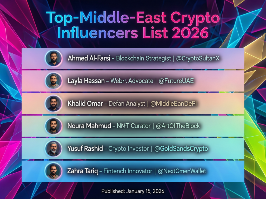 Top Middle East Crypto Influencers for 2026 3 Map of GCC crypto influencer hotspots across Dubai, Riyadh, Doha and Manama