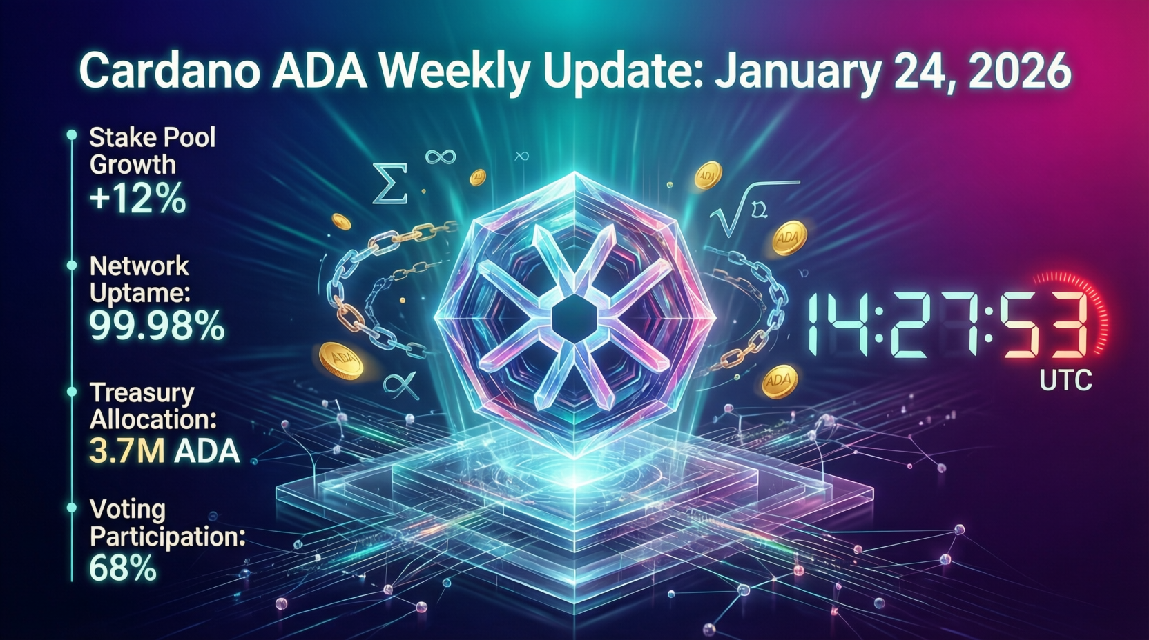 “Cardano ADA weekly update 24 January 2026 showing ADA price consolidating around 0.36 support”