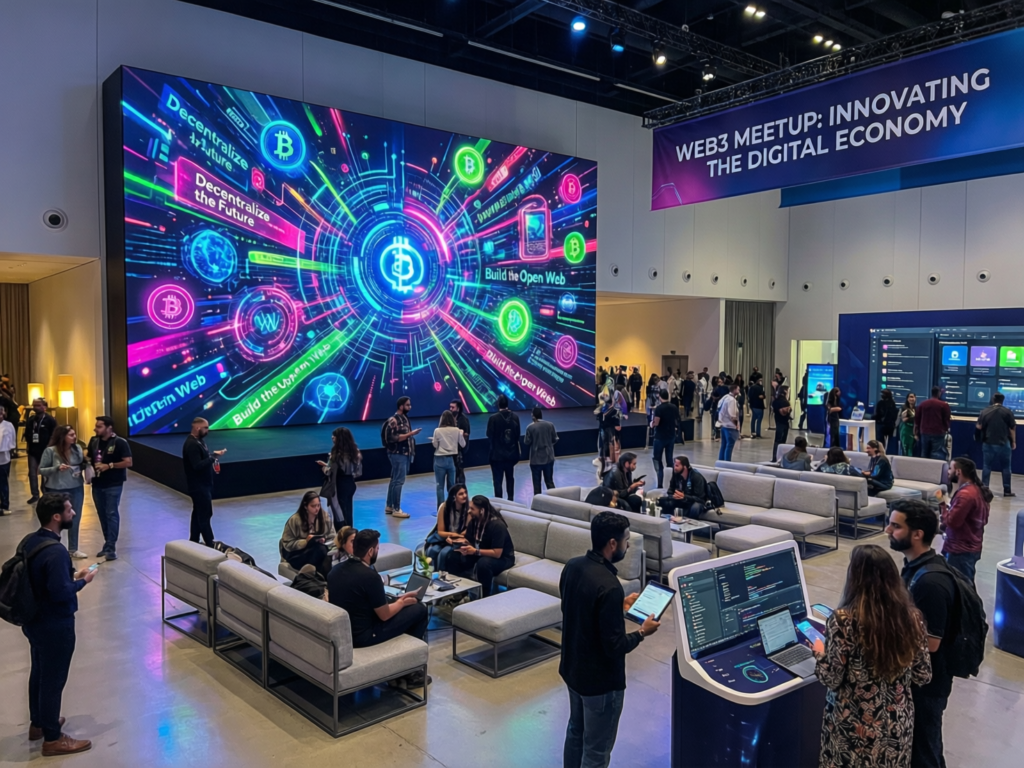 Web3 founders networking at Dubai and Abu Dhabi community events like Hub71 and DMCC