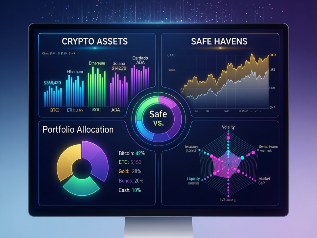 Bitcoin Under $88,500 Ahead of Fed Decision as Gold Tops $5,000 3 “Dashboard comparing bitcoin, gold, silver and yields.”