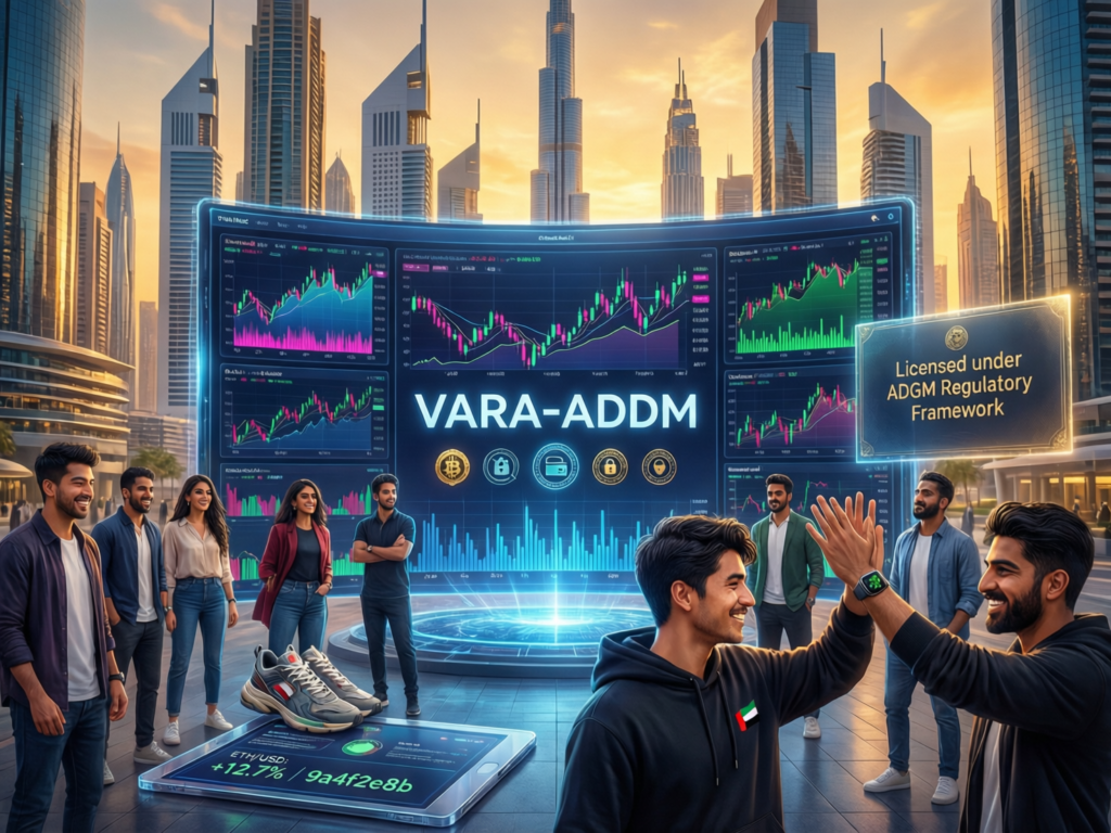 Young Gen Z investors in Dubai using licensed crypto apps under VARA and ADGM frameworks