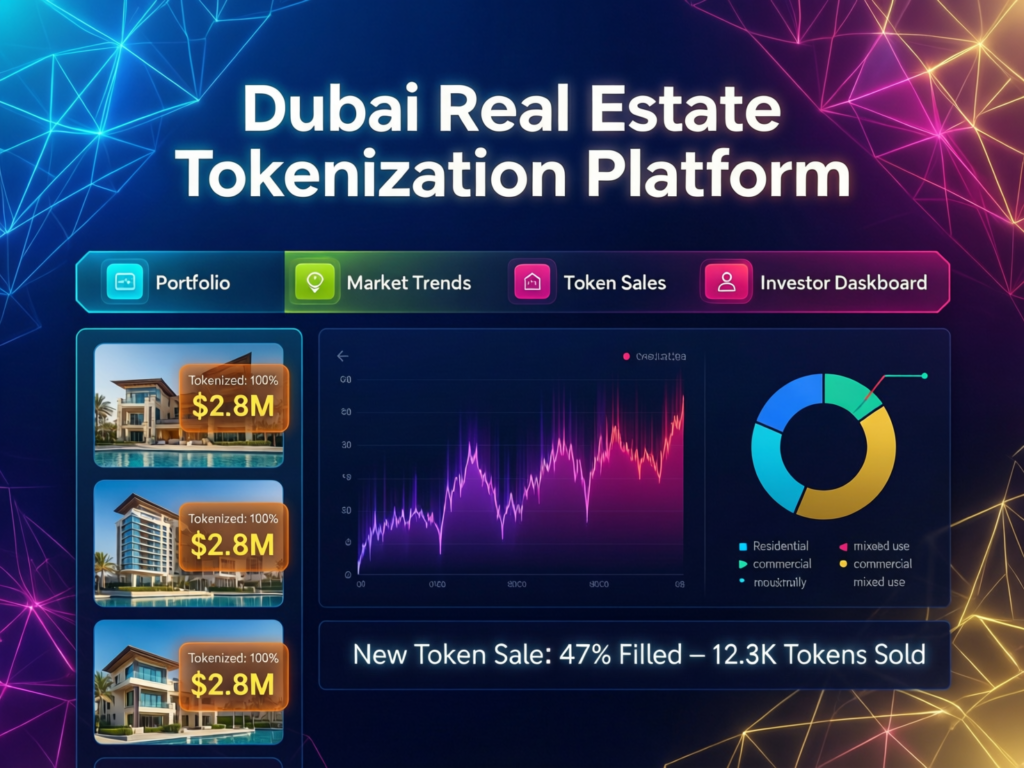 Tokenized Dubai real estate investment platform dashboard for Middle East property