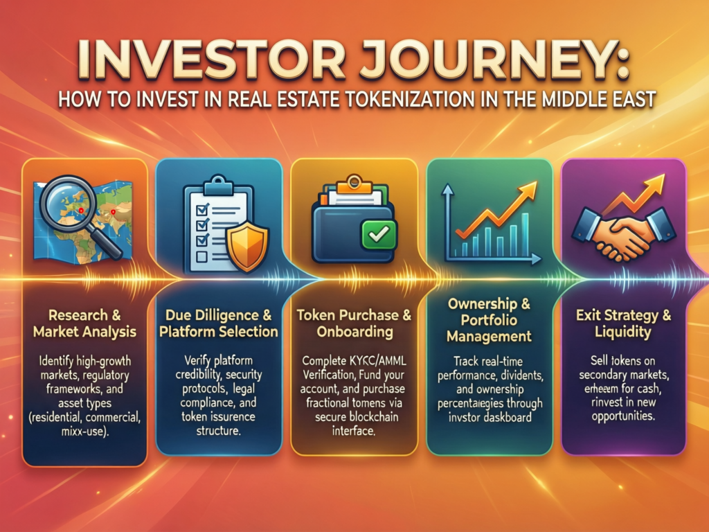 Step-by-step investor journey for how to invest in real estate tokenization Middle East from abroad