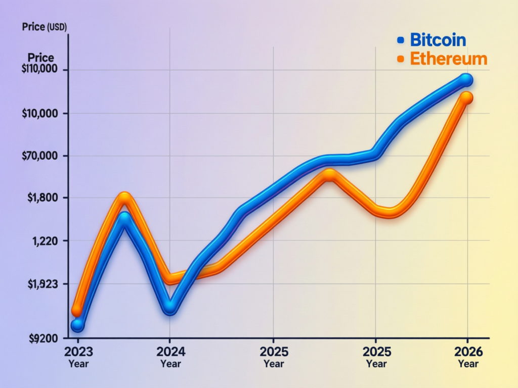Binance sets 2026 target for GoFi restitution as it eyes South Korea’s top spot 3 Chart showing BTC and ETH appreciation since 2023