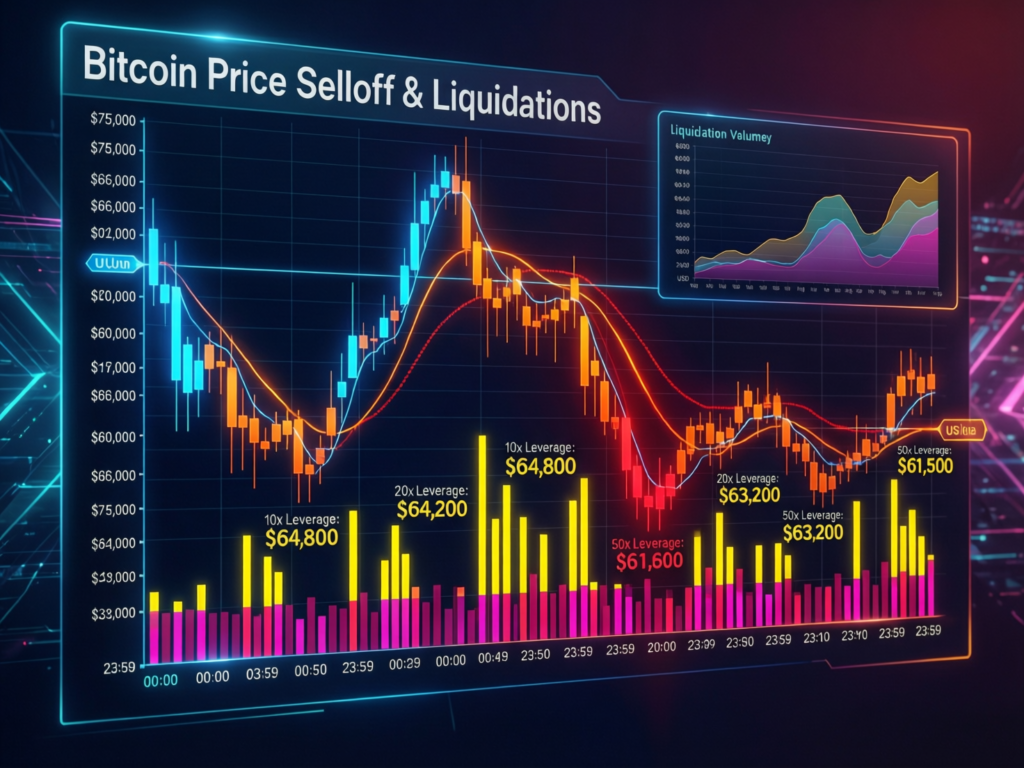 “Chart of bitcoin price drop with 24-hour liquidations”