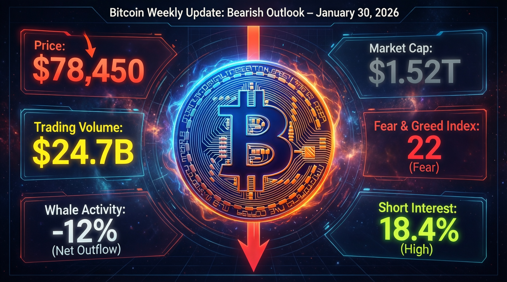 “Bitcoin weekly update 30 January 2026 – BTC price near 82k in bearish short-term trend chart”