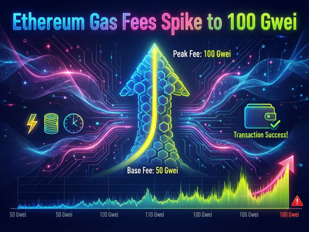 Screenshot showing elevated Ethereum gas fees during congestion