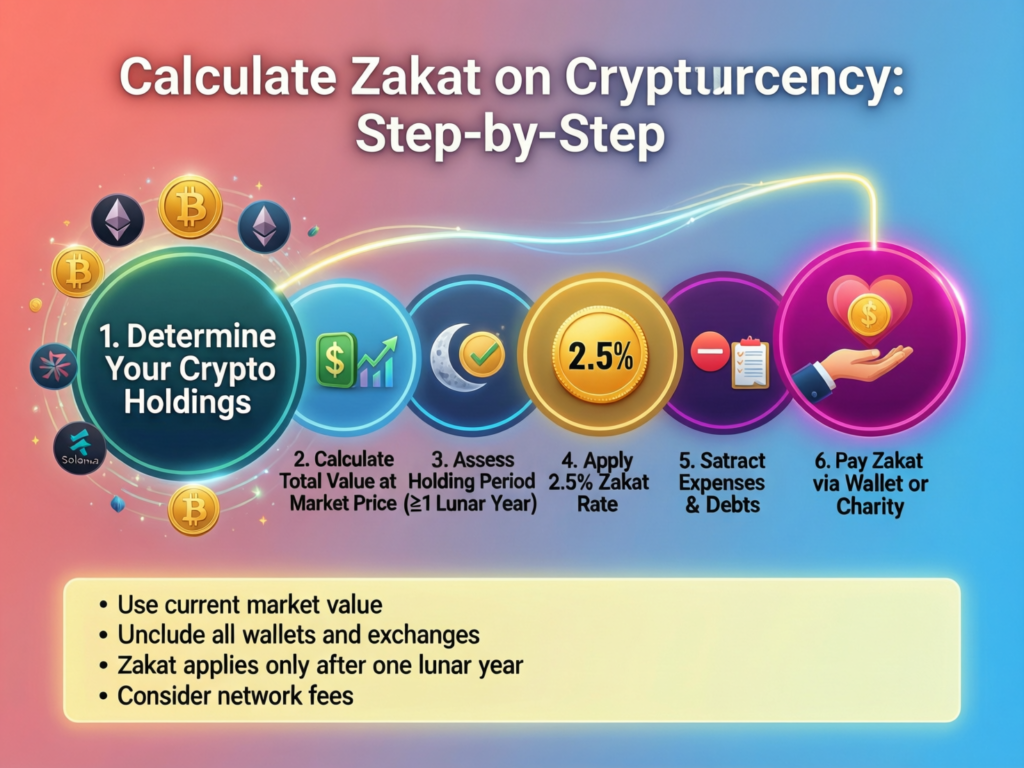 Step-by-step dashboard to calculate zakat on cryptocurrency holdings