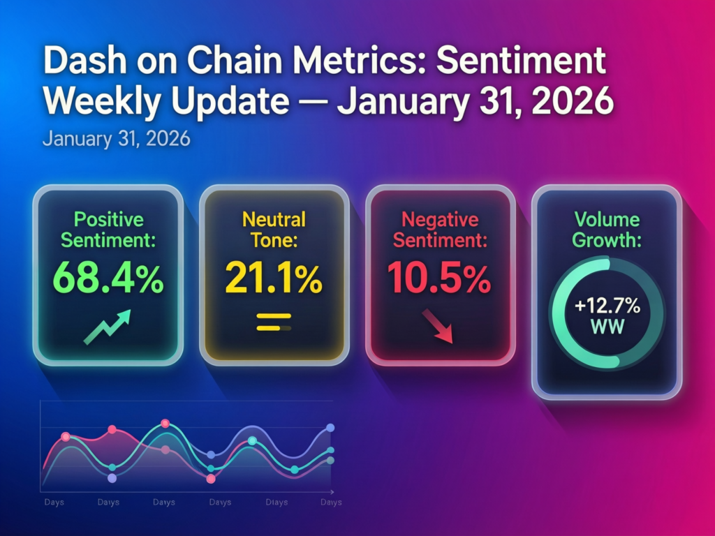 “Conceptual image of Dash on-chain metrics, whale activity and market sentiment for this week”