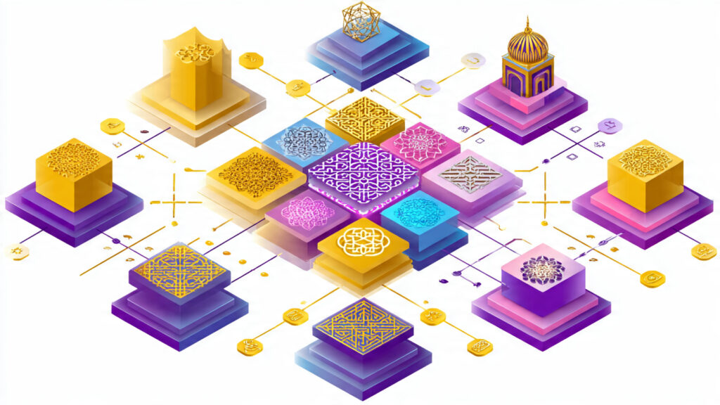 Visual diagram of a Shariah-compliant crypto fund structure with custodian, Shariah board and investors.