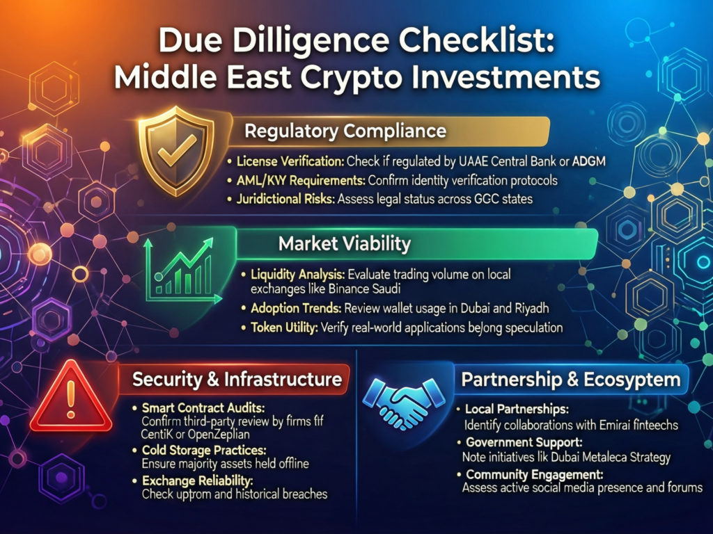 Future of Crypto in the Middle East: MENA Investor Guide 5 Due diligence checklist for Middle East crypto investment opportunities