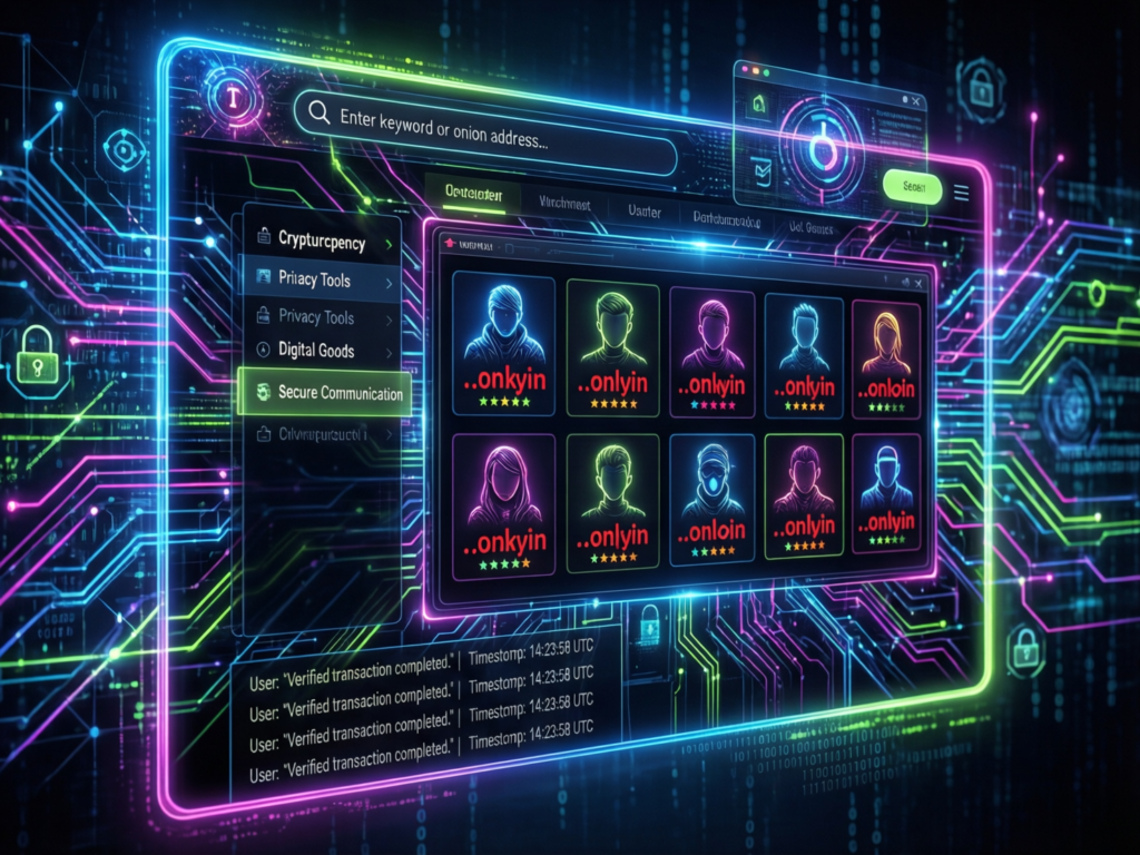 “Illustration of darknet marketplace accessed via Tor”