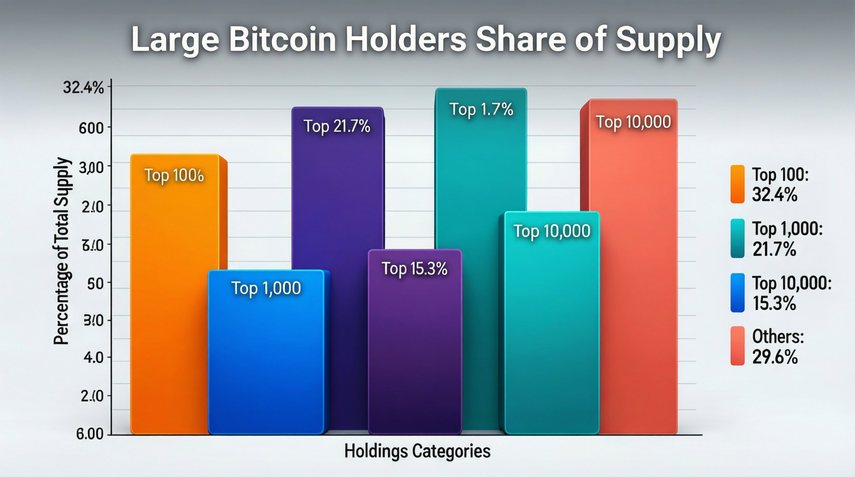 “large bitcoin holders share of supply” line chart showing 9-month low