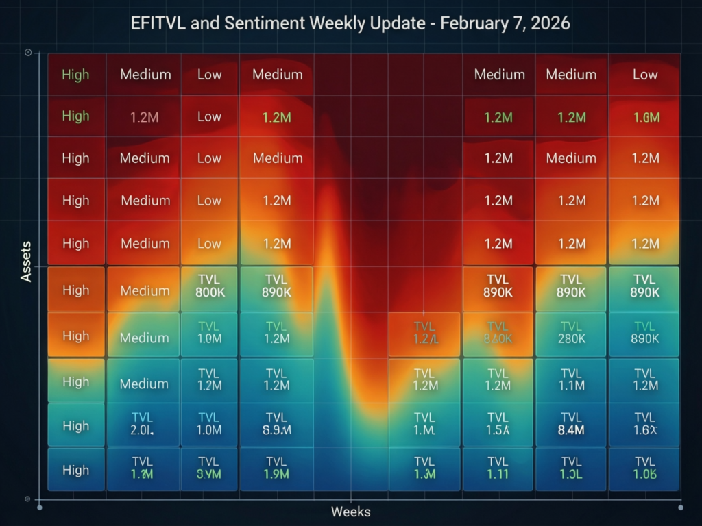 “Heatmap-style visualization of DeFi TVL and market sentiment for the weekly update on 7 Feb 2026”