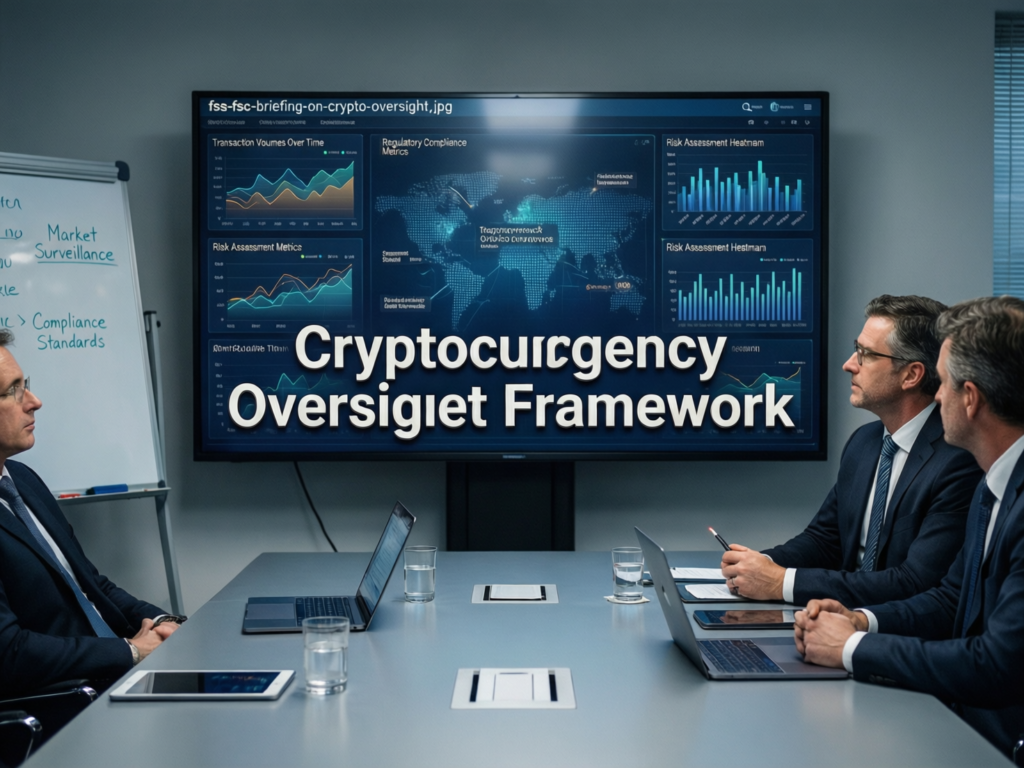 Financial regulators at briefing on crypto oversight in South Korea