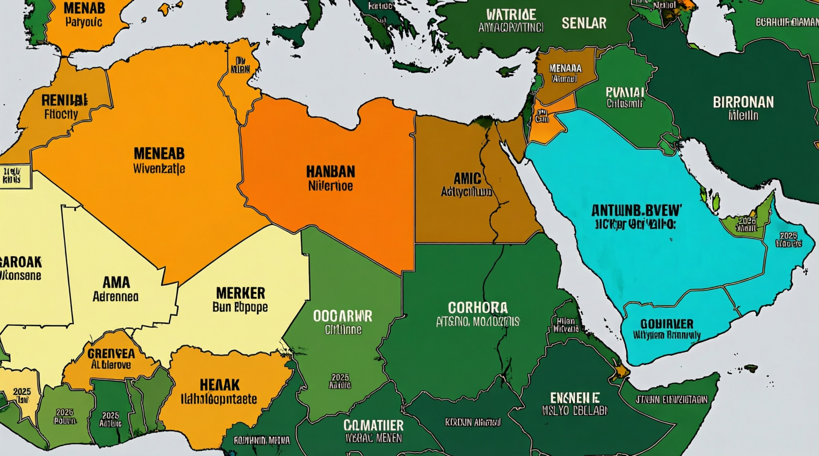 :Map visualizing youth cryptocurrency adoption in the Arab world in 2025