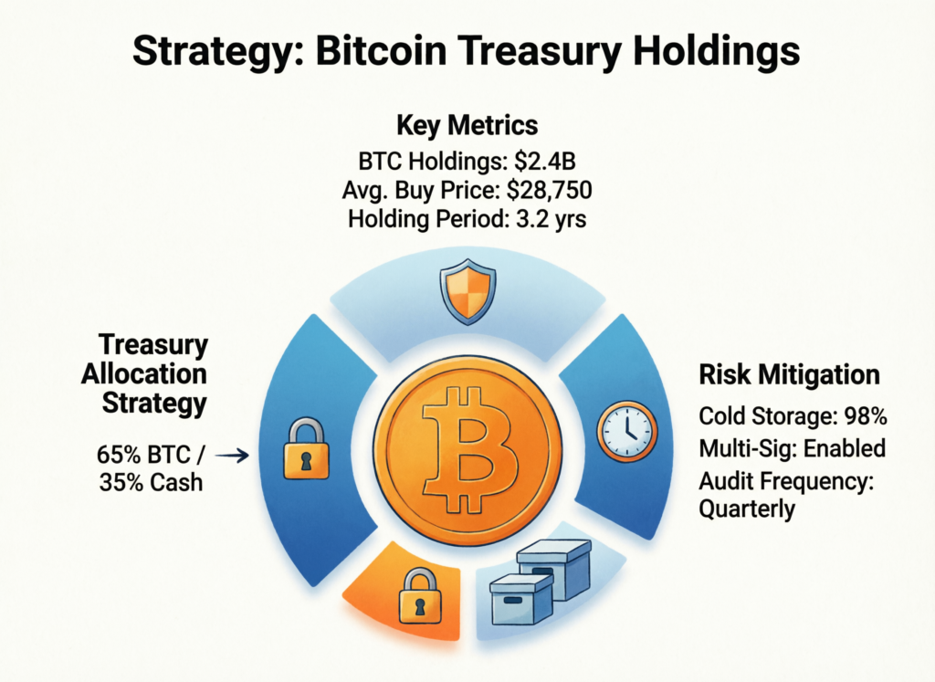 Strategy targets plan to equitize convertible debt over 3–6 years, Saylor says 2 Visual showing Strategy Bitcoin treasury holdings and liabilities conceptually