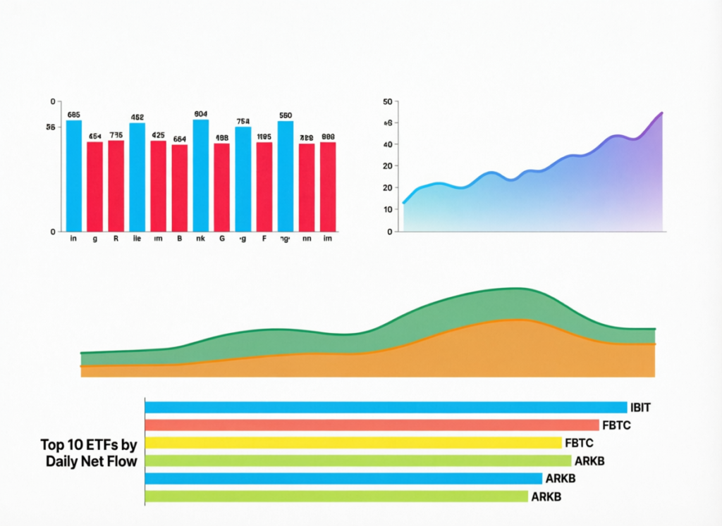 “Daily spot bitcoin ETF inflows and outflows dashboard”
