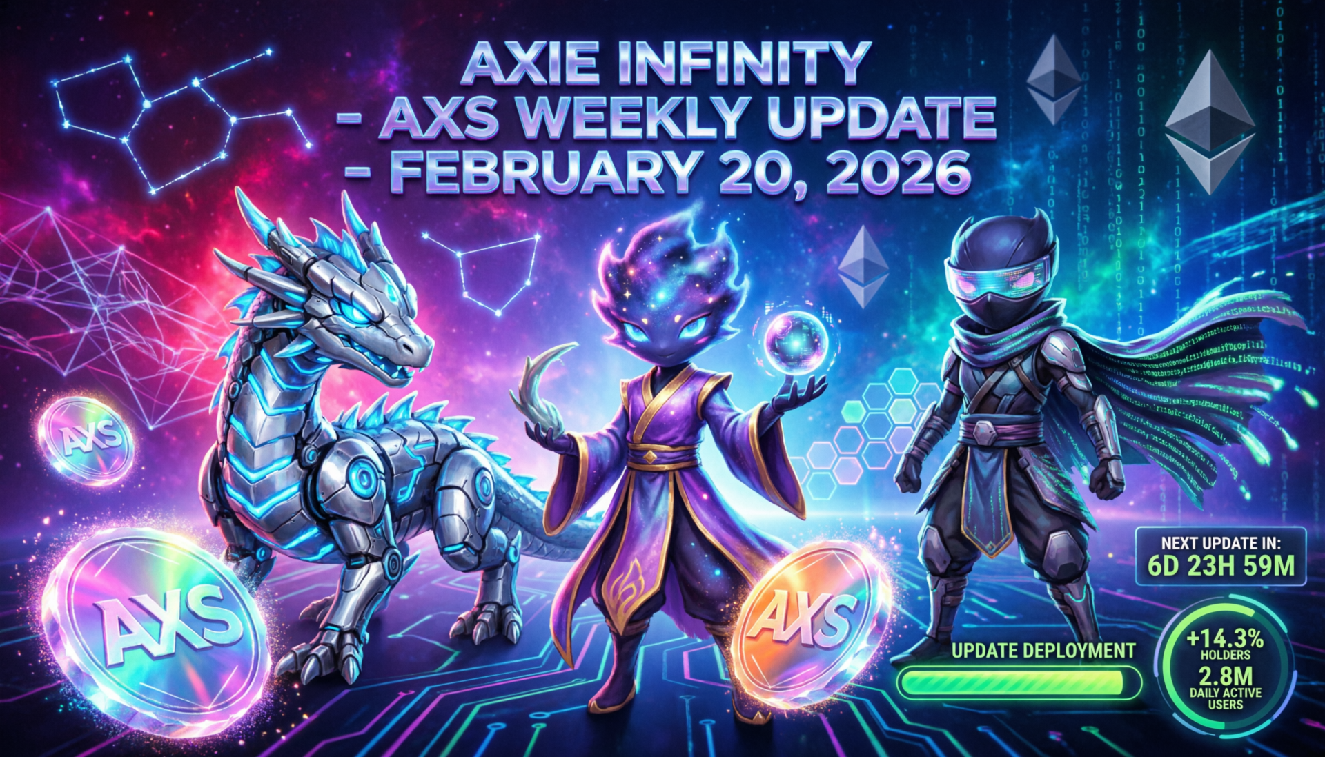 “Axie Infinity (AXS) weekly update 20 February 2026 with price chart and gaming token theme”