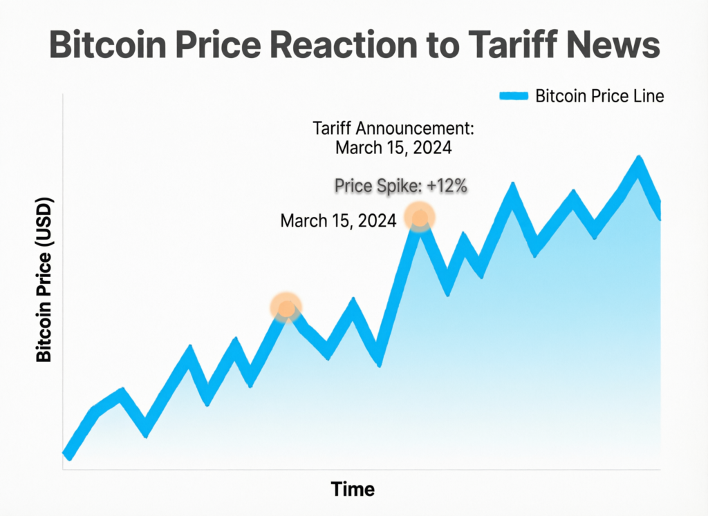 US lawmakers warn Trump tariffs could raise costs and hit growth 3 Bitcoin chart showing muted market reaction after tariff headline