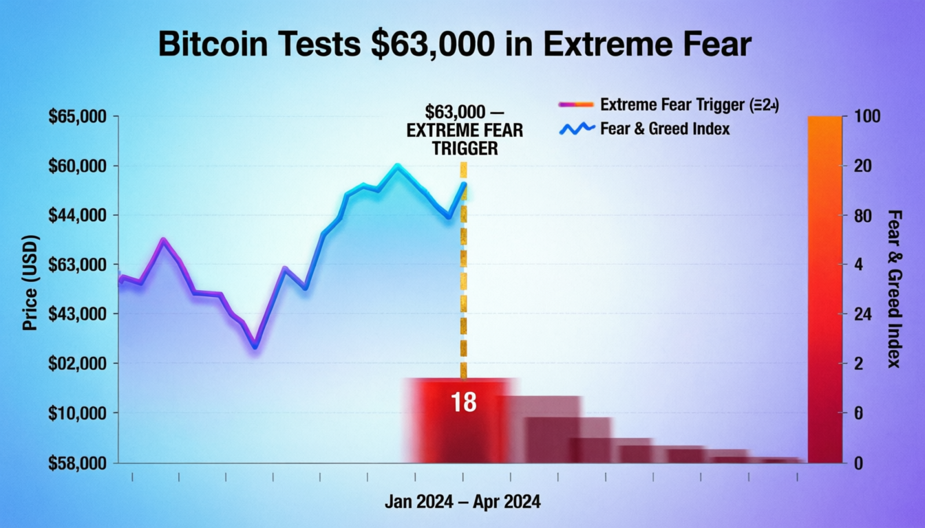 bitcoin-tests-63000-in-extreme-fear.jpg Bitcoin tests $63,000 in extreme fear shown on a price chart