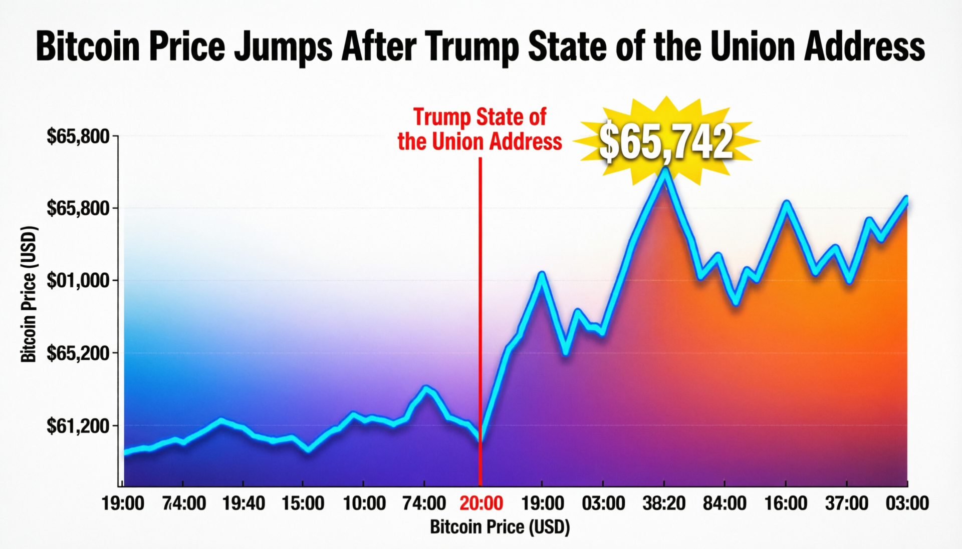 Bitcoin price jumps after Trump State of the Union address, with BTC near $66,000