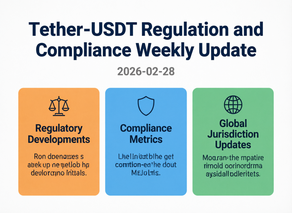 “Concept art of Tether USDT under regulatory spotlight with law and compliance symbols”