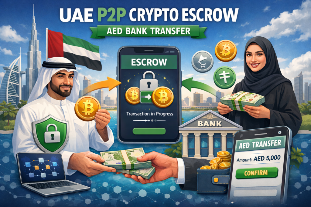 P2P Crypto Trading in the Middle East: Safe & Fast 2 Step-by-step P2P crypto escrow flow with AED bank transfer in the UAE