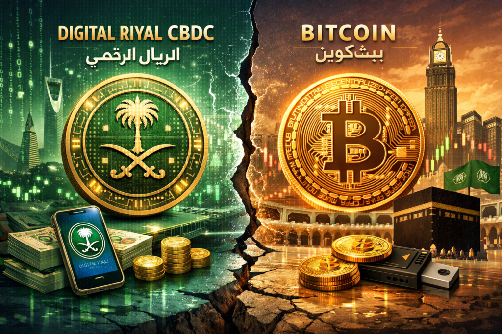 Bitcoin’s Legal Status in Saudi Arabia: Banks, Bans and Grey Areas 4 : Comparison between Saudi digital riyal CBDC and Bitcoin in 2026