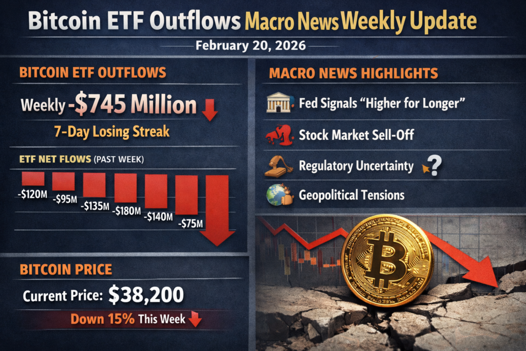 Bitcoin (BTC) Weekly Update Price Analysis This Week & Key Levels After the February Crash (Feb 20, 2026) 3 “Concept art of Bitcoin under pressure from ETF outflows and macro headlines in a weekly crypto market update”