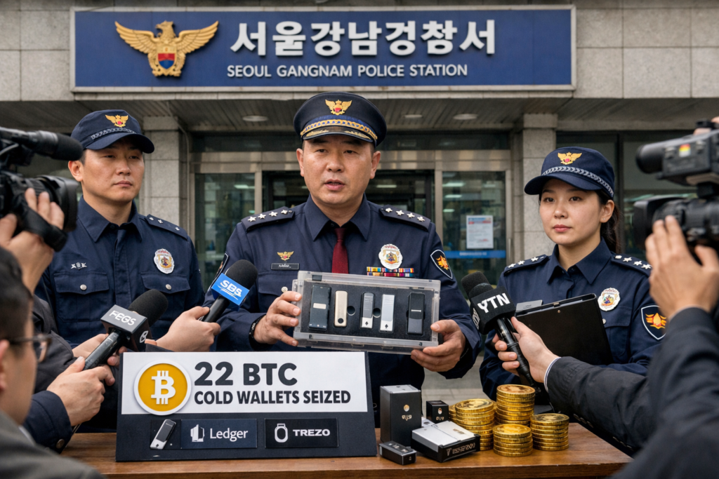 South Korean prosecutors regain 320.88 BTC after stolen crypto is sent back 3 Diagram of a cold-wallet custody workflow after the Gangnam police 22 BTC report.