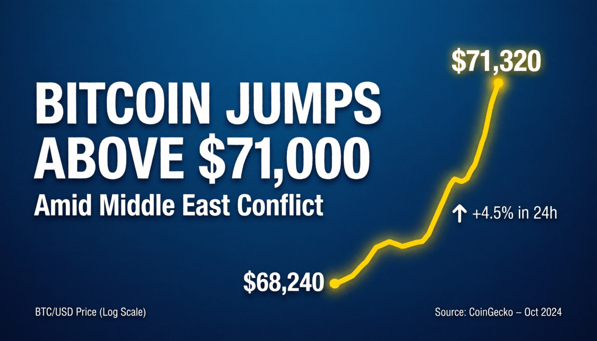 Bitcoin jumps above 71,000 amid Middle East conflict as prices rally
