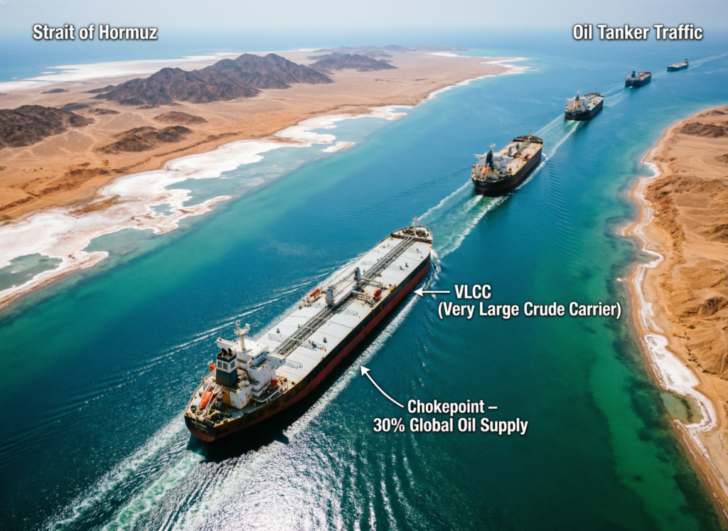 Oil tankers near the Strait of Hormuz amid disruption concerns